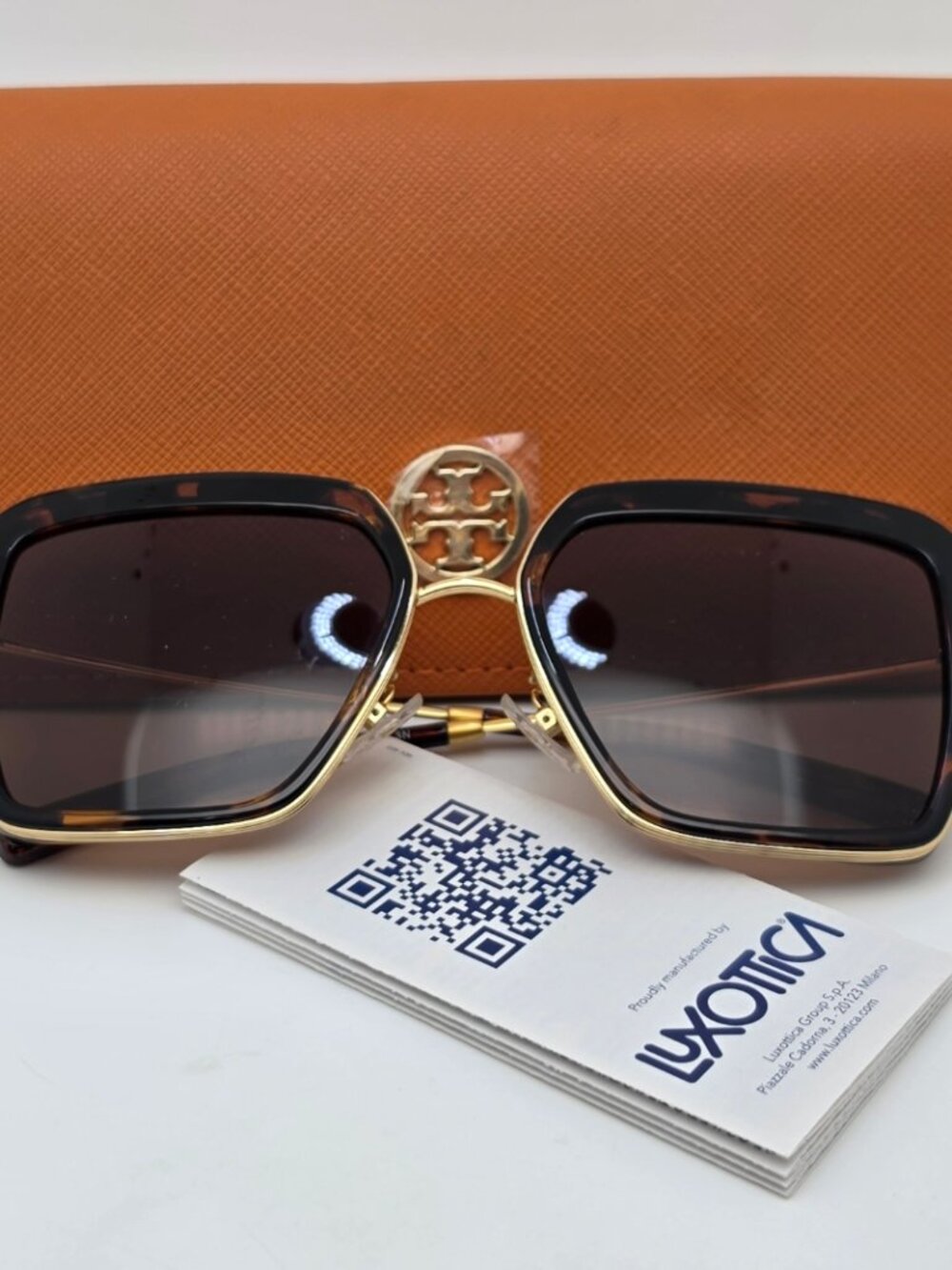 Tory Burch TY6099 336373 Tortoise Gold Frame Dark Brown Lens Sunglasses w/ Case